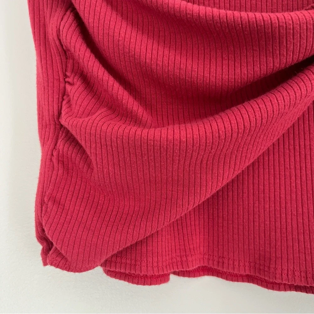 [express] ribbed stretch double tie knot wrap mini skirt red S